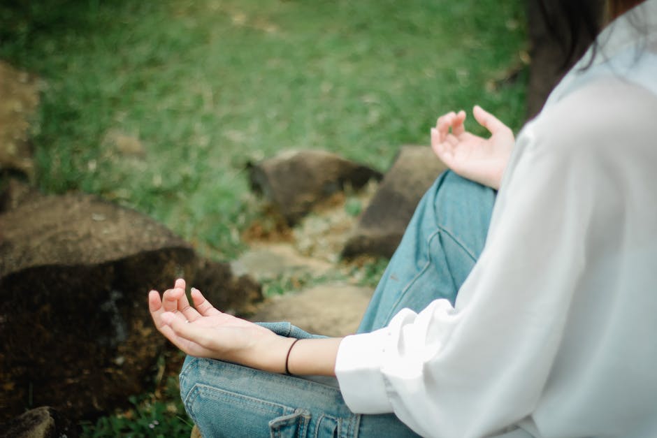 Spiritual meditation image: person meditating peace nature calm